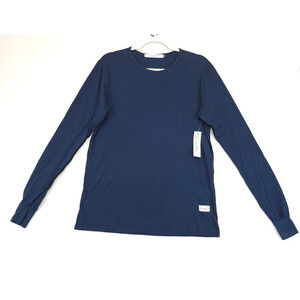 Kinetix Casual Luxury Long Sleeve T Shirt Crew Neck Men S Navy Blue 100% Cotton